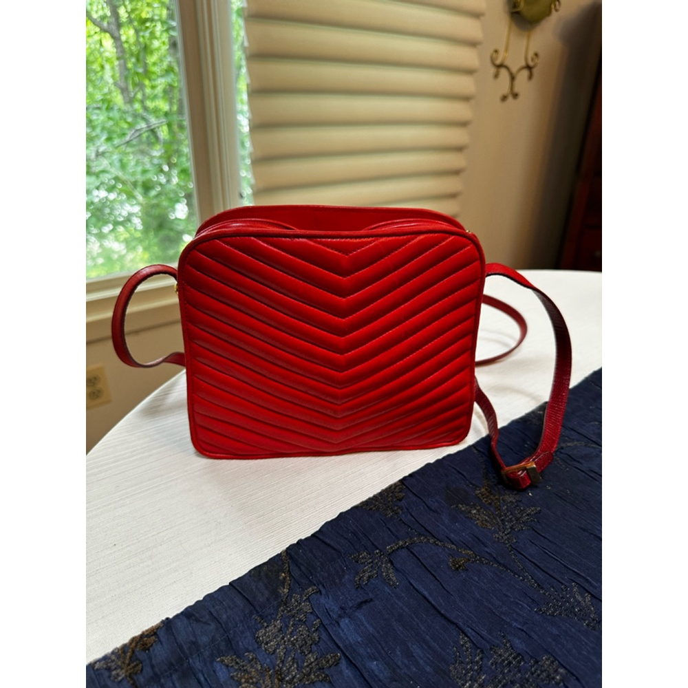 Bally Red Leather & Lizard Crossbody Bag - Picture 5 of 16